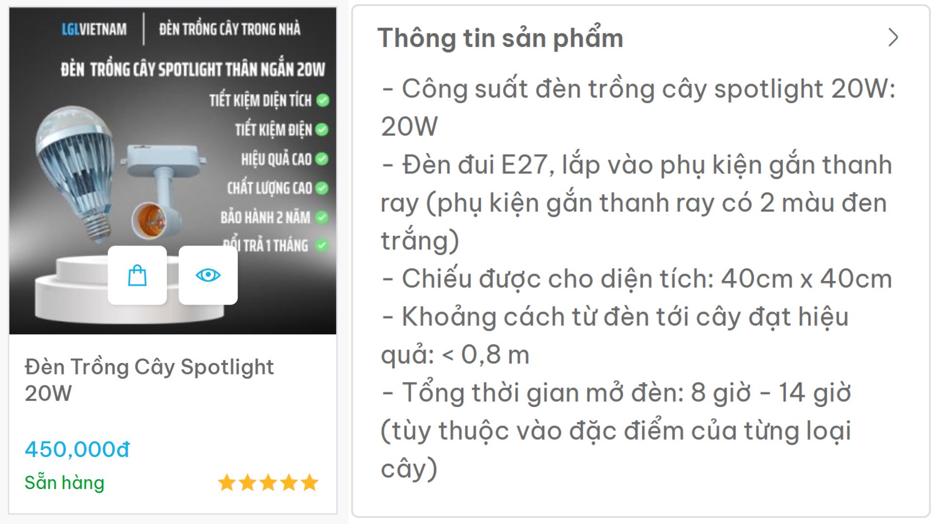 Đèn Trồng Cây LGL Spotlight 20W